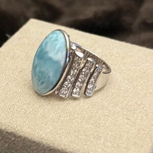 JTV Silver Ring with Blue Oval Stone